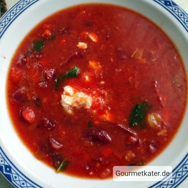 In Gourmetkaters Kochtopf: Rote Beete-Suppe
