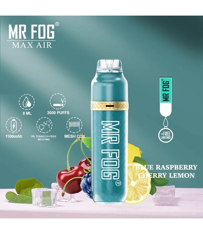 “Experience a burst of refreshing flavors with Mr Fog Max Air 3000 Blue