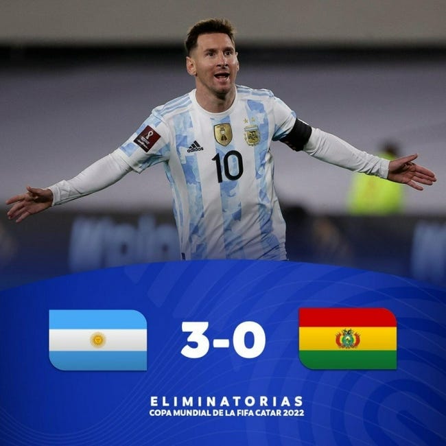 Argentina 1-0 Ecuador (Messi score) in South American Qualifiers