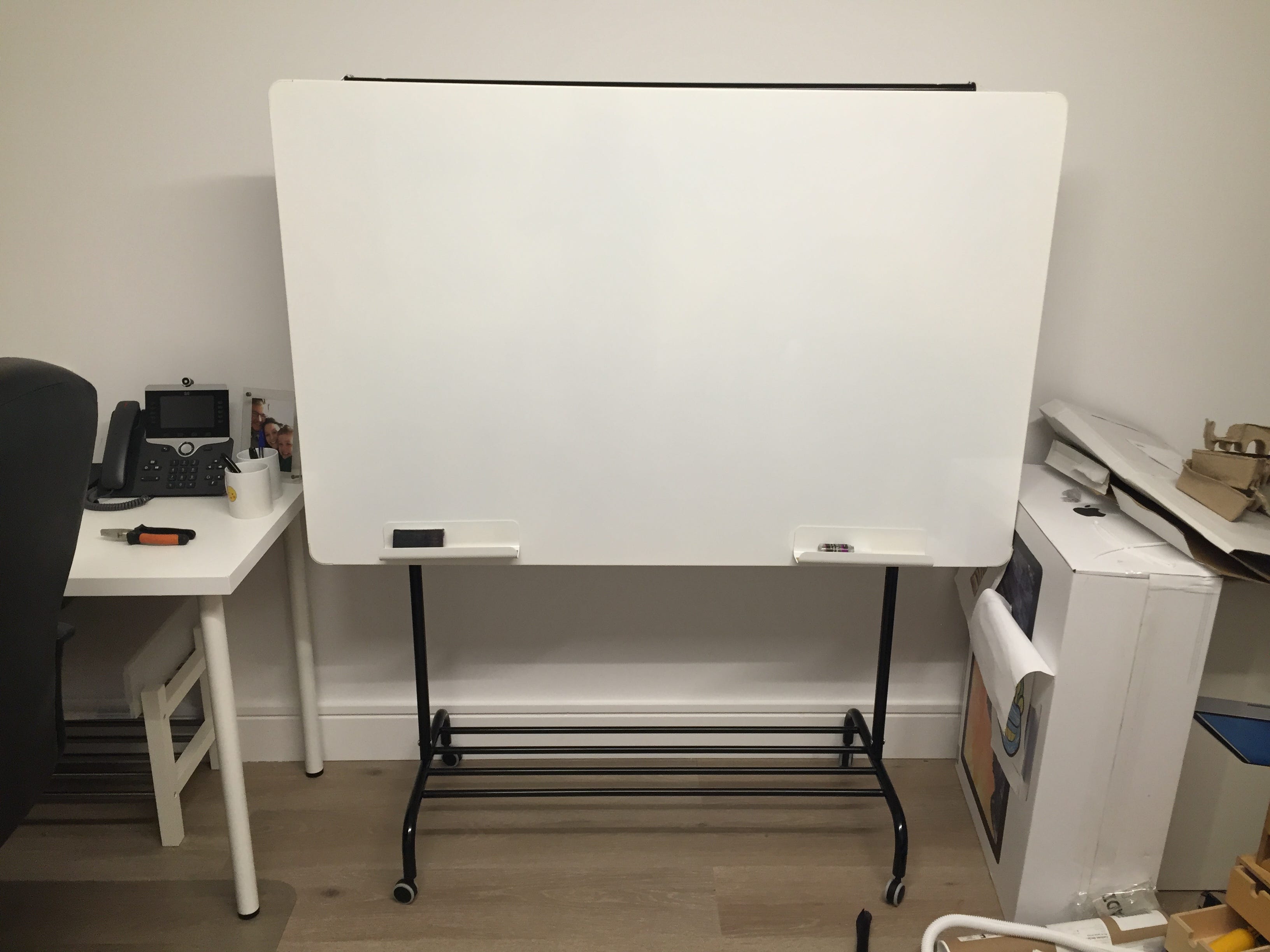 Wheeled Whiteboard on a Budget. Inspired by the d.school z rack I