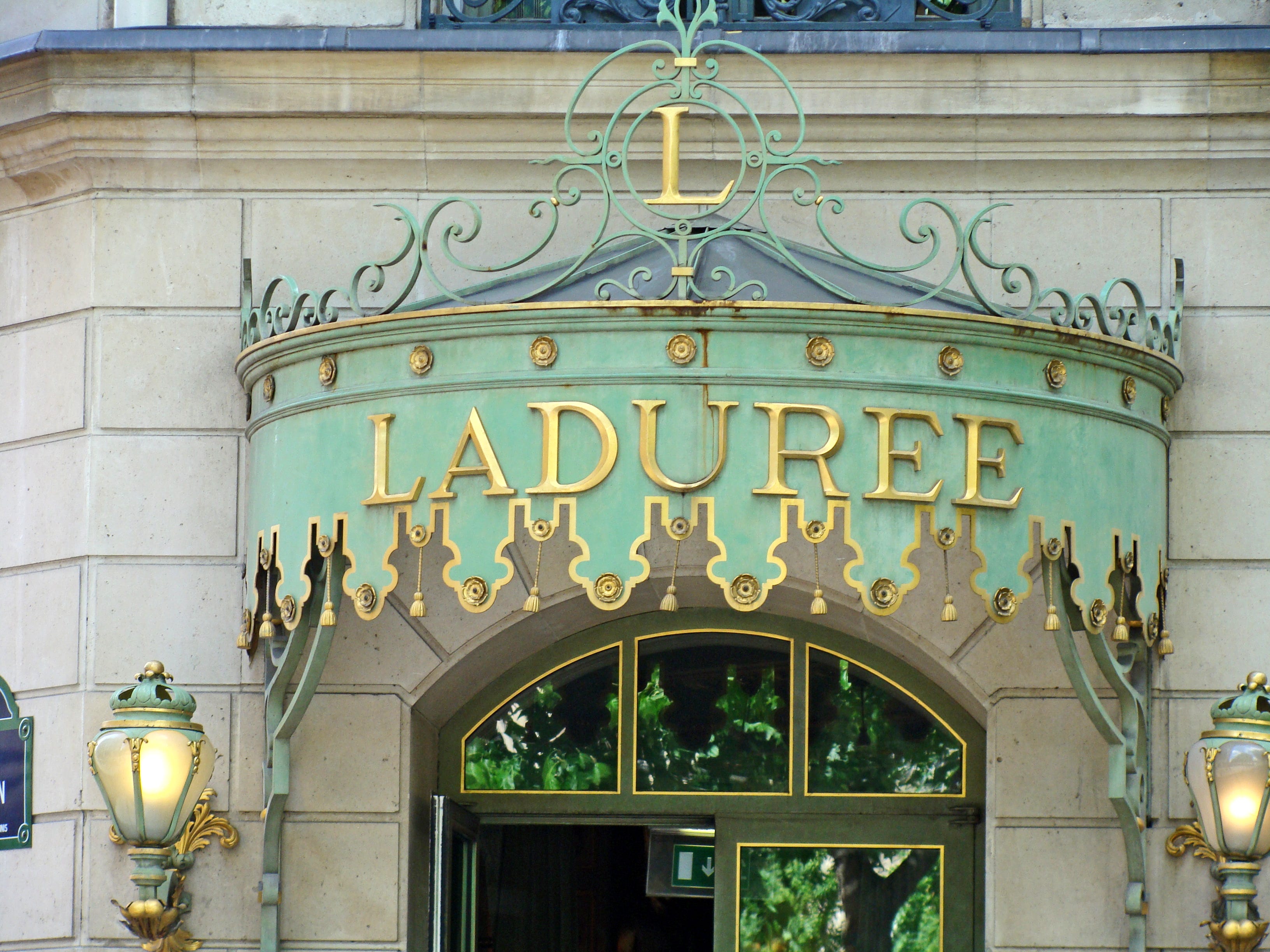 People in Front of LADUREE Shop at Champs Elysees Editorial