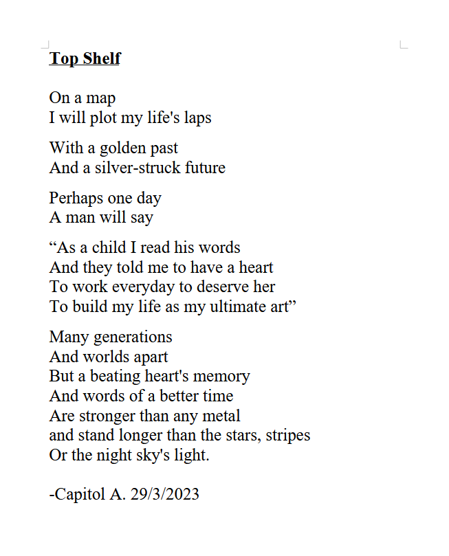 Top Shelf — Poem Capitol A Medium
