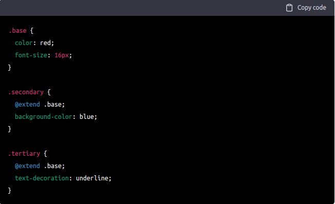 Here’s an example of how you can use @extend in an SCSS file