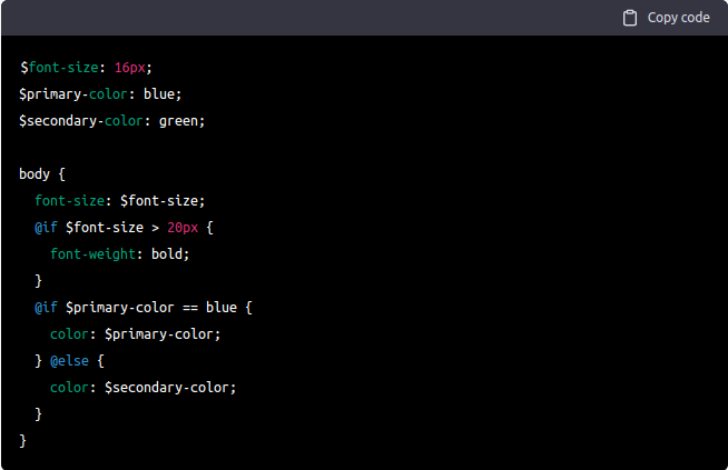 here’s an example of using the @if directive in SCSS: