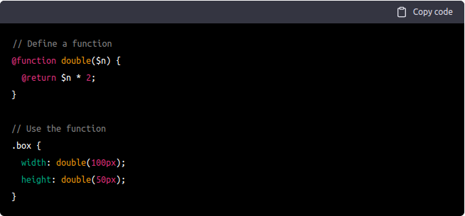 Here is an example of how you can define and use a function in SCSS