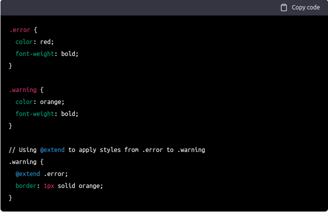Here is an example of using the @extend directive in SCSS