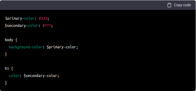 Here is an example of using variables in SCSS