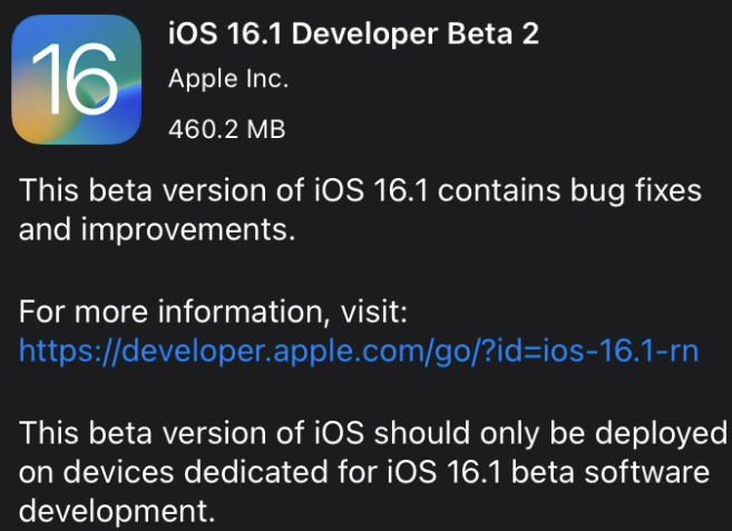 ios 16 1 beta 2