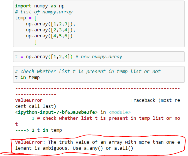 ValueError: The truth value of an array with more than one element is  ambiguous. Use a.any() or a.all(). - Muhammad Iqbal bazmi - Medium