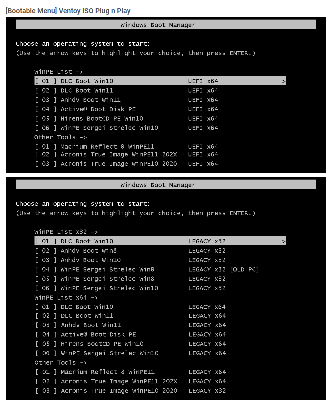 IT Tool Pack EUFI-x64 Ventoy ISO Menu
