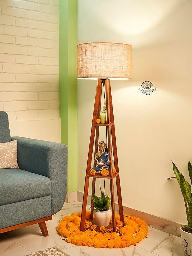 Crosscut furniture wooden floor lamp with shelf 👆click : https://amzn.to/3tBNO0a Blue ocean marcella glass table Lamp 👆click : https://amzn.to/3S1aQH9 Ellementry Aamay Terracotta Table Lamp with…