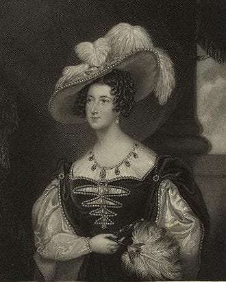 Black and white portrait of Anna Russell, Duchess of Bedford.