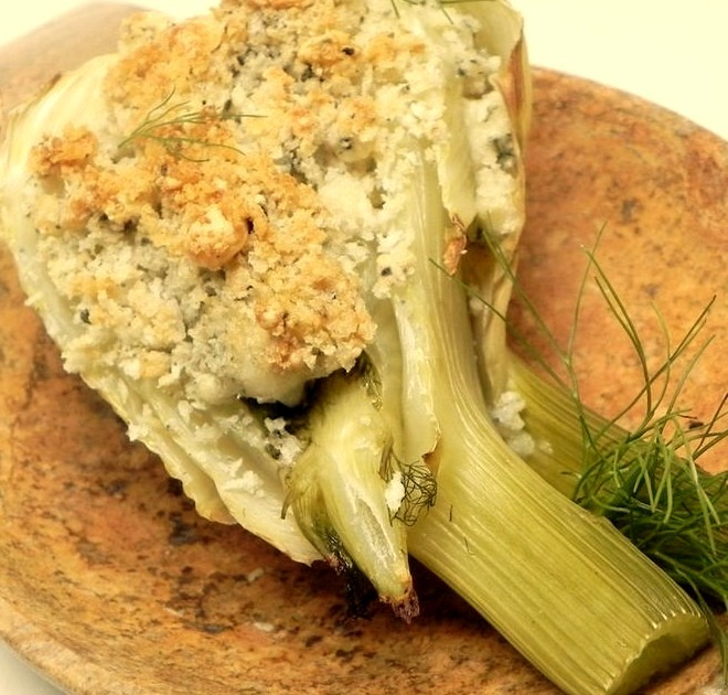 Side Dish — Baked Fennel with Gorgonzola