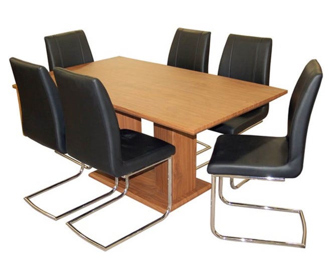 Furniture Link Rio Walnut Dining Table with six Chairs by Furniture