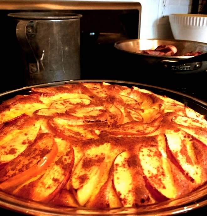 a mouthwatering baked omelet made with fresh apples! I increase the apple by two for flavor.