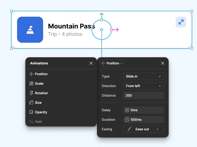 The built-in animation presets