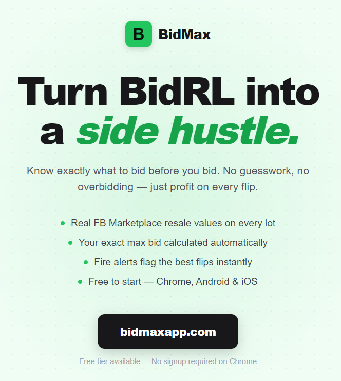 Turn BidRL Auctions Into a Side Hustle With This Free Tool
