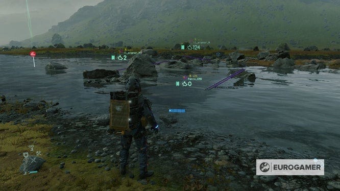 A player’s screenshot of player-placed infrastructure. (Eurogamer)