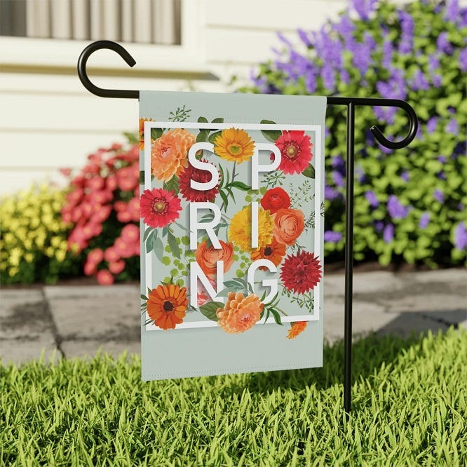 Spring Garden & House Banner — Flowers House Flag — Yard Garden Flag ...