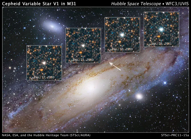 Leavitt’s work on Cepheids allowed Edwin Hubble to deduce the distance to the Andromeda galaxy, uncovering a larger, grander universe (Sumber: NASA, ESA, dan Hubble Heritage Team)