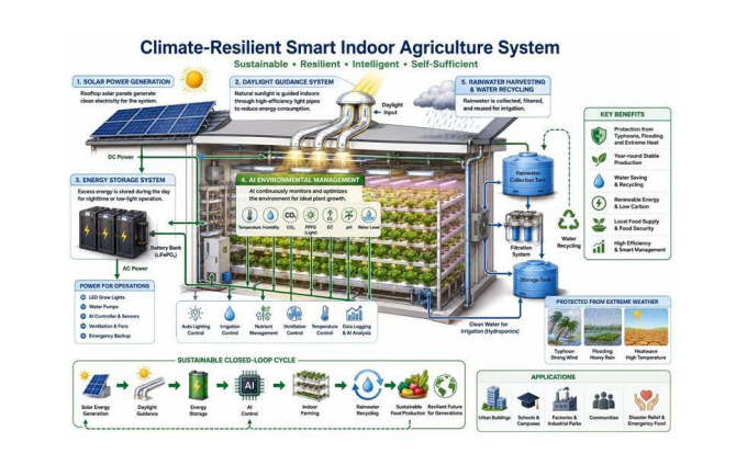 Climate-Resilient Smart Indoor Agriculture System
A Sustainable Concept Integrating Solar Energy…