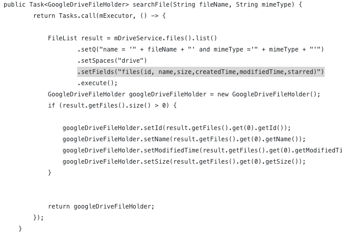 You need to update GoogleDriveFileHolder.java, | by Ammarptn | Medium