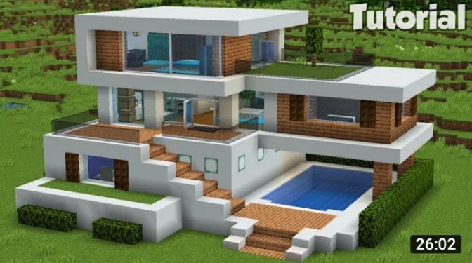 Modern minecraft house with swimming pool