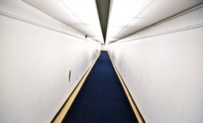 Long hallway with no doors