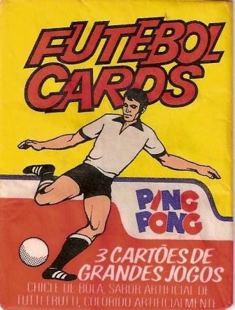 Uma versão antiga do Chiclete Ping Pong, a mais antiga era com listras  vermelhas e azul