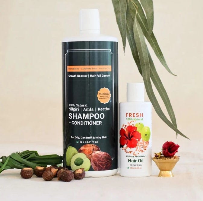 Combo of Hibiscus amla methi hair oil + Nilgiri Shampoo Purewins Medium