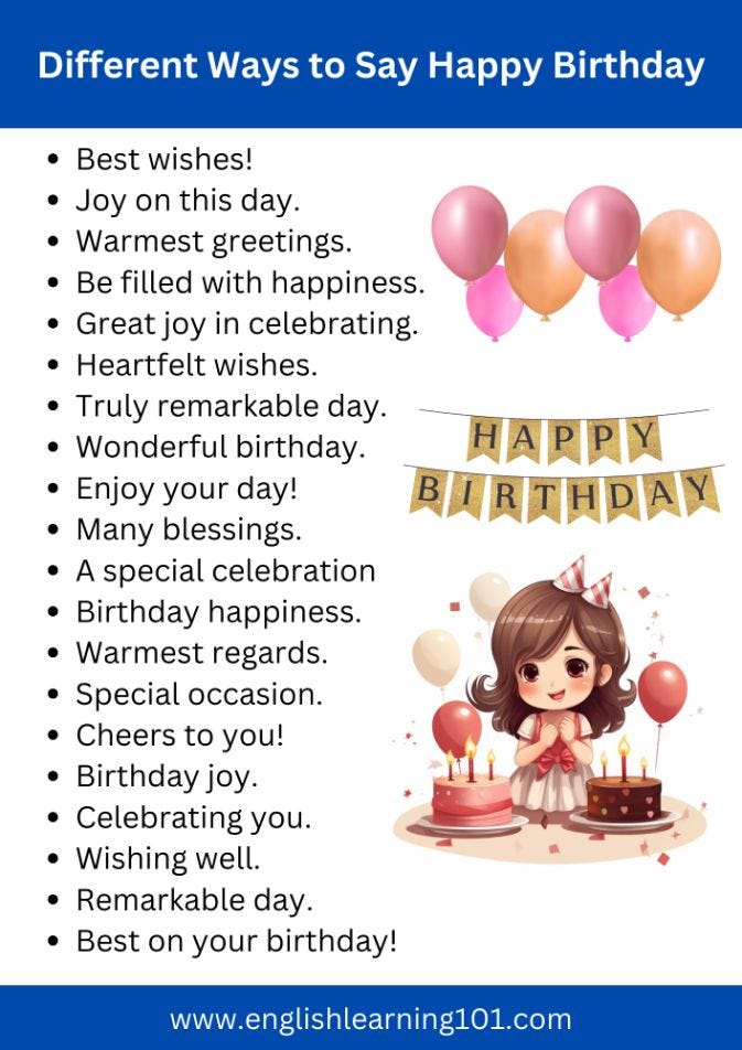 80+ Different Ways to Say “Happy Birthday” | by English Learning 101 | Sep,  2023 | Medium