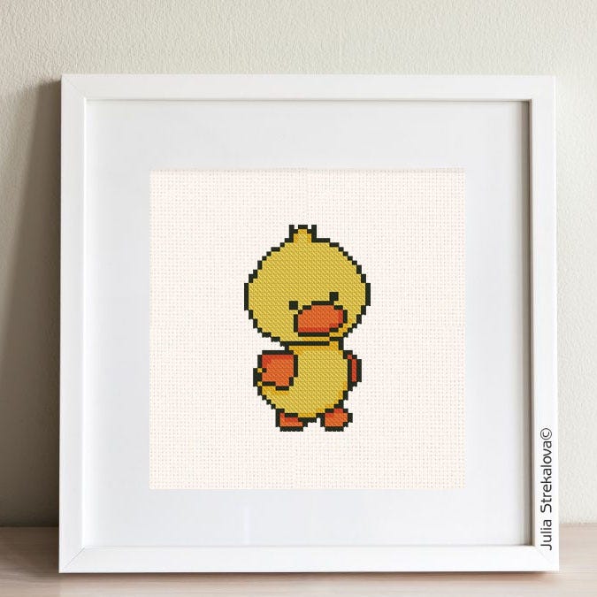 The free small cross-stitch pattern “Mini Duck” in modern style for  beginners. - EPATTERNJS - Cross stitch - Medium