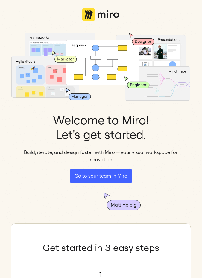 User onboarding mail by Miro