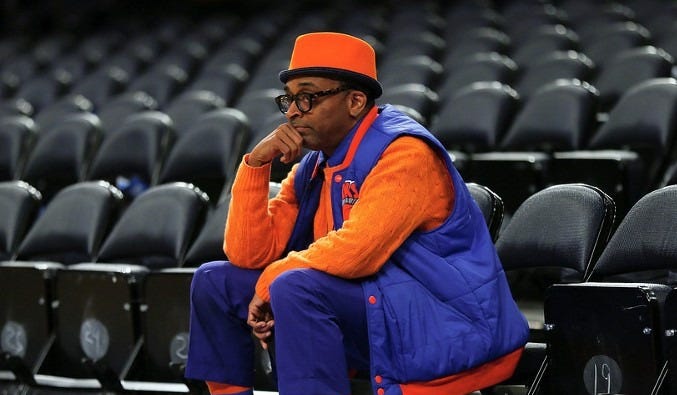 Spike Lee attends New Jersey Nets vs New York Knicks game at