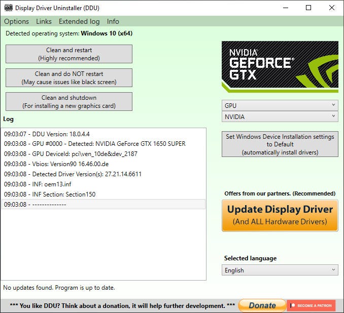 Display Driver Uninstaller 18.0.8.2 | Completely remove graphics card drivers
