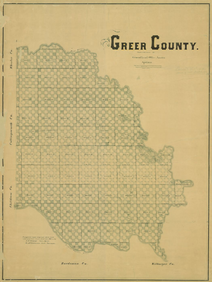 Greer County, 1888. This map of Greer County, located… by Texas