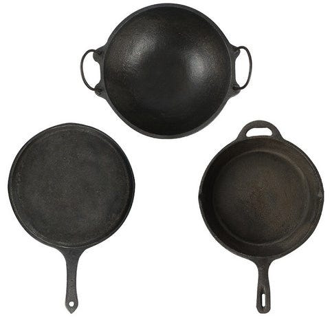Buy The Indus Valley Super Smooth Cast Iron Kadai with Free Wooden