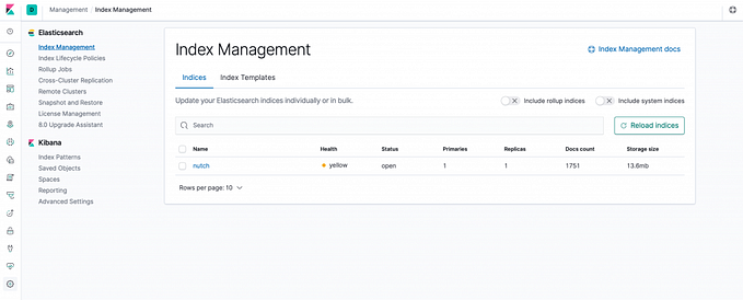 Nutch and Elastic Search for crawling the websites:
