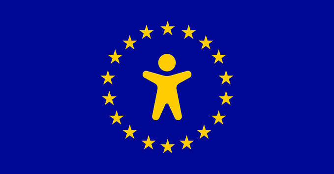 The EU-logo modified with a stick-figure ind the middle to symbolize accessibility