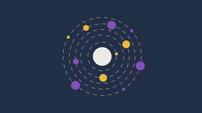 Dark background with planetary system graphic