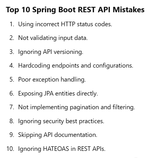 Top 10 Spring Boot REST API Mistakes and How to Avoid Them (2025 Update)