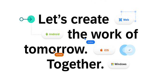 Image concept with “let’s create the work of tomorrow. Together” written on it.