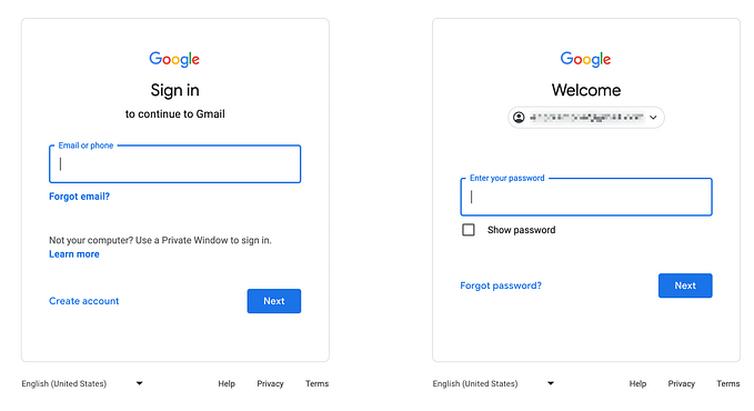 Google Sign in Welcome