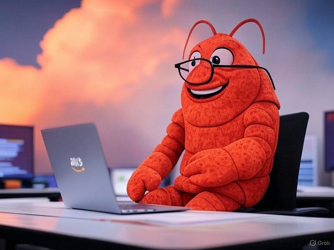 Grok: Can you generate an image for rust in the cloud with a bit of aws orange in there