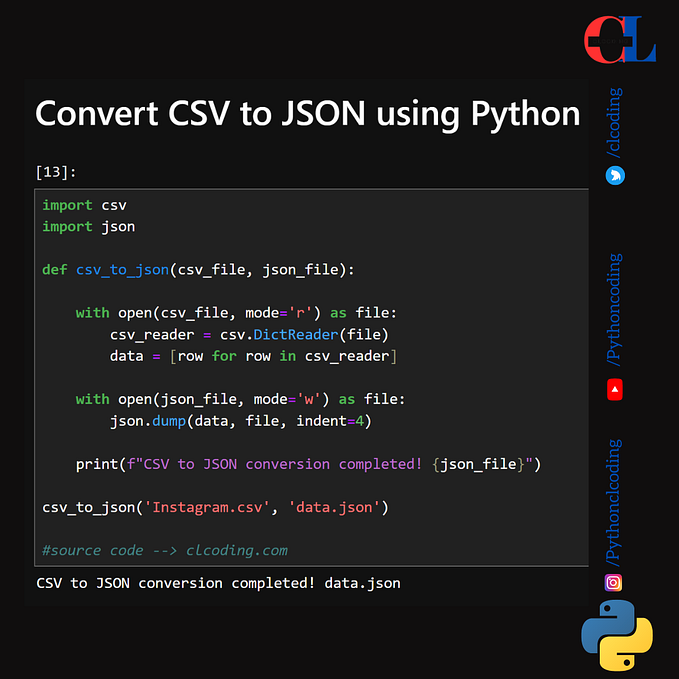 Convert CSV to JSON using Python