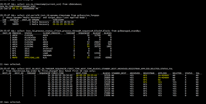 Where to check Data Guard gap?