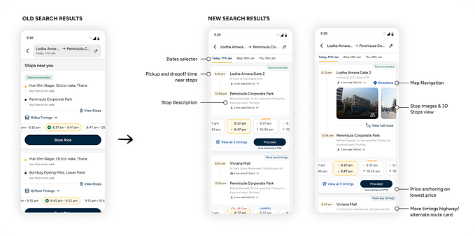 Search results before and after