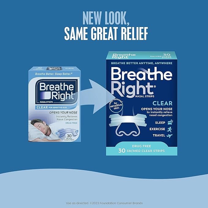 Breathe Right Original Nasal Strips Clear Sm/Med For Sensitive Skin
