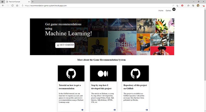 Game Recommendation system using Machine Learning and Flask