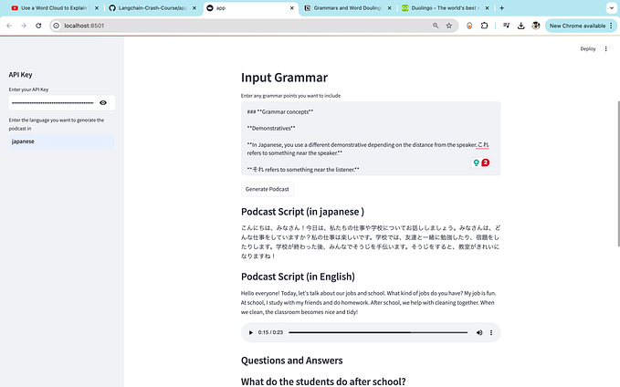 How I build an LLM application that helps me learn new languages